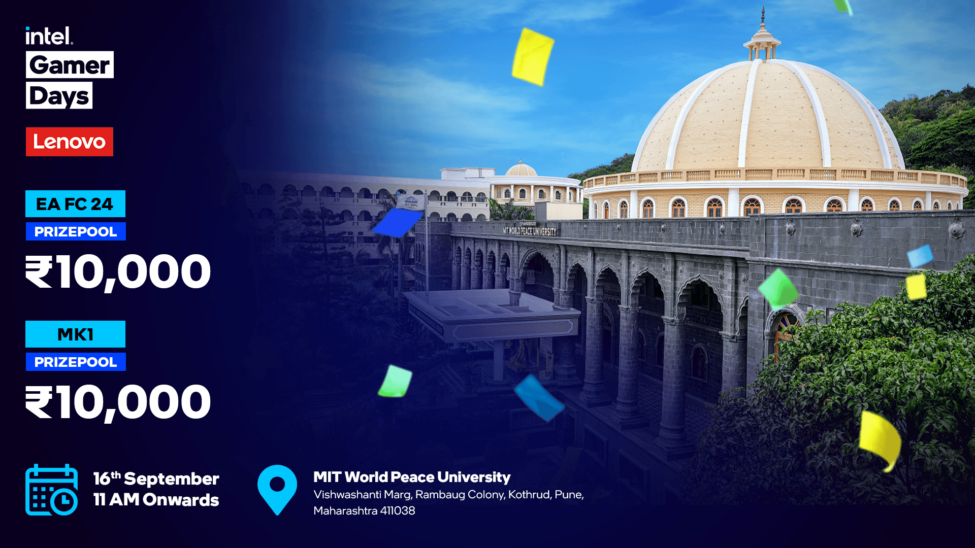 Intel Gamer Days - Lenovo, MIT World Peace University banner