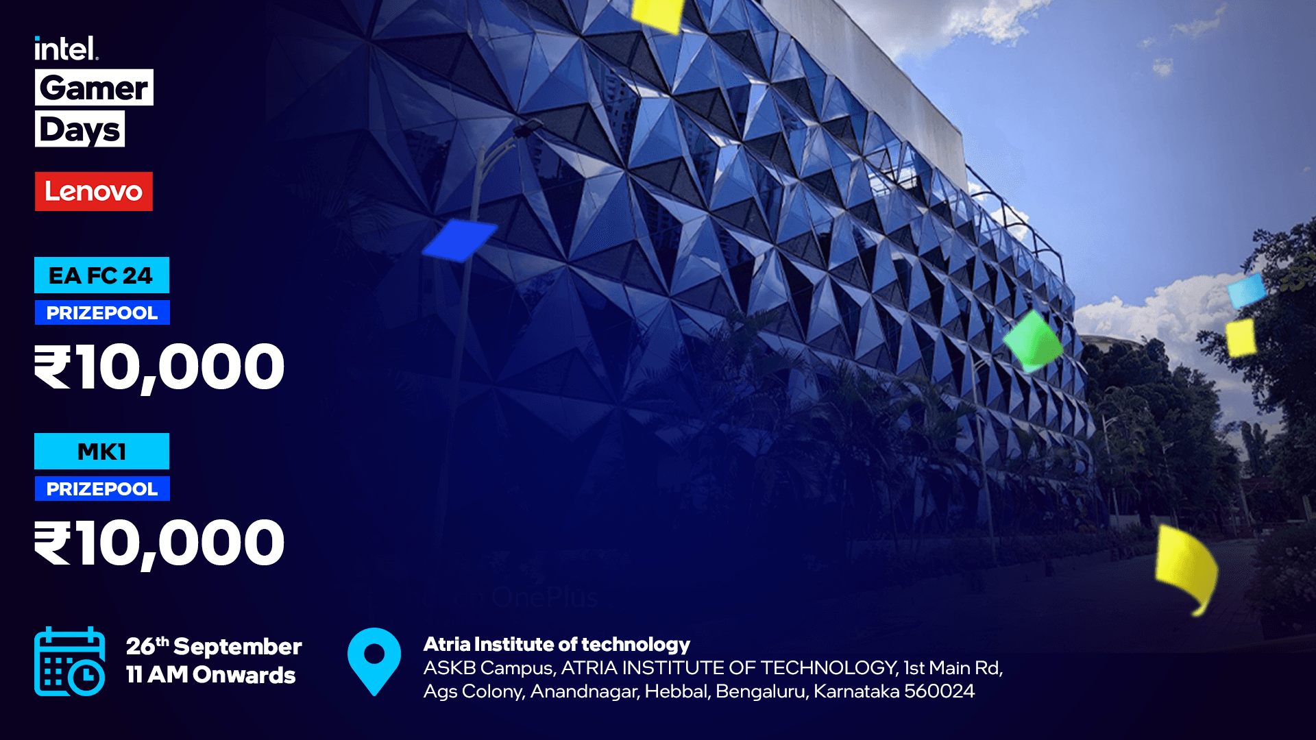 Intel Gamer Days - Lenovo, Atria Institute of Technology, Bengaluru banner